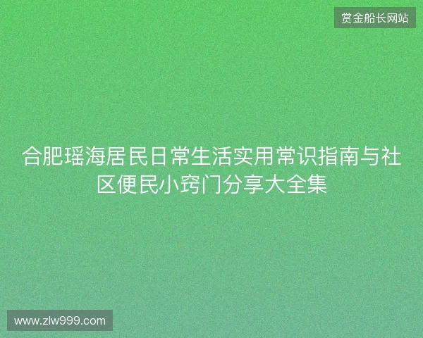 合肥瑶海居民日常生活实用常识指南与社区便民小窍门分享大全集